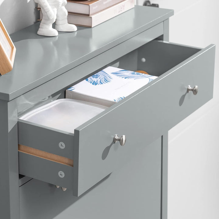 SoBuy Schuhschrank Schuhkipper Schmal mit 2 Klappen und Schublade – Schuhregal für Flur, Kommode für