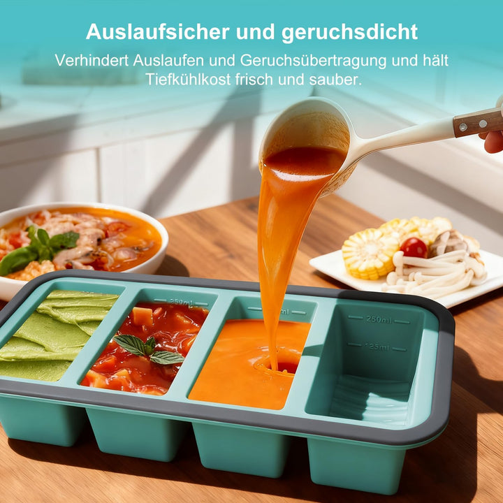 Gefrierbehälter Suppen Einfrieren Behälter Grosse Eiswürfelform 2Stk Silikon Eiswürfelform Mit Decke