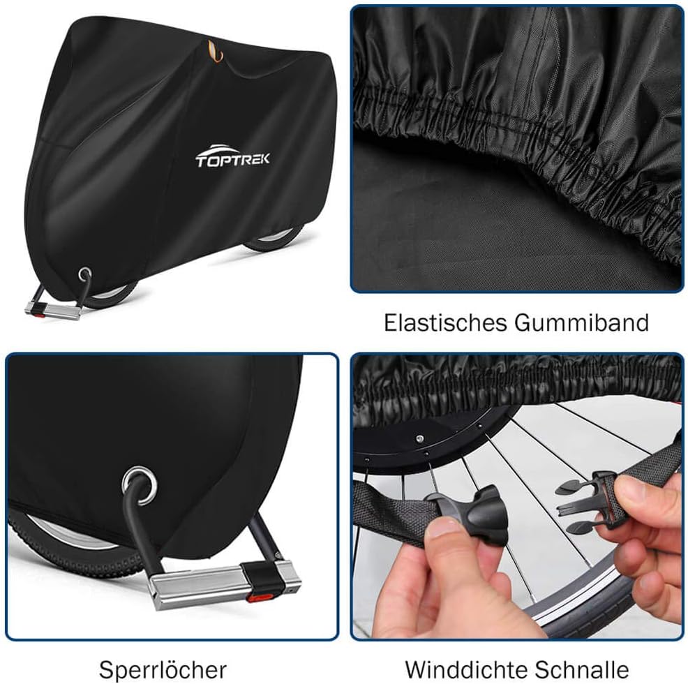 Toptrek Fahrradabdeckung 210D mit Nahtband Oxford-Gewebe Wasserdicht Hochwertige Fahrradgarage Outdo