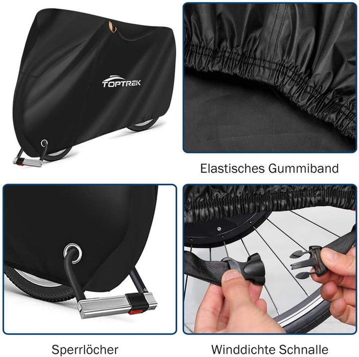 Toptrek Fahrradabdeckung 210D mit Nahtband Oxford-Gewebe Wasserdicht Hochwertige Fahrradgarage Outdo