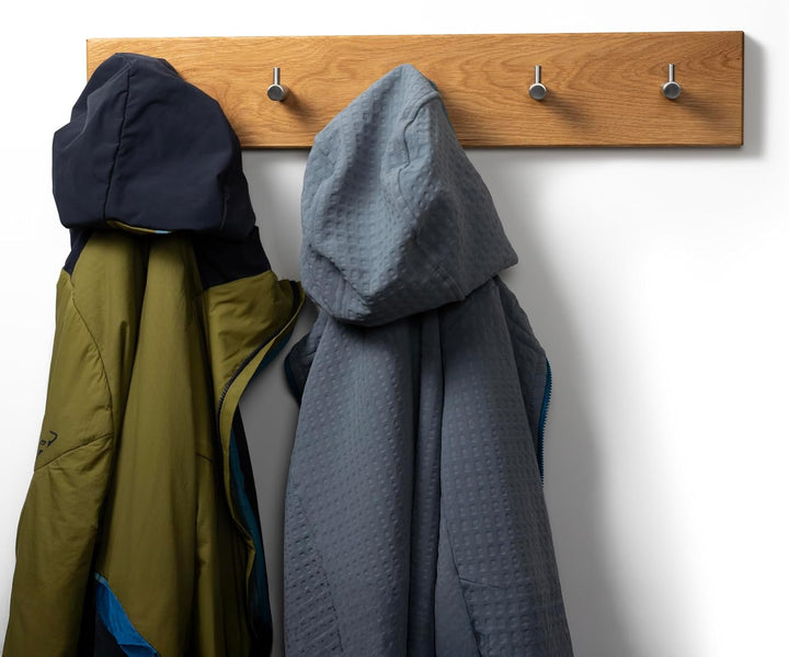 WOODS Hakenleiste Garderobe Holz massiv I Garderobenleiste Landhaus I moderne Wandgarderobe aus Holz