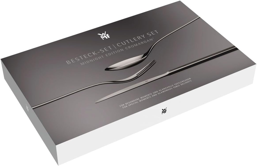 WMF Sitello Besteck Set 6 Personen, Midnight-Edition, Essbesteck Set 30 teilig, Monobloc-Messer, Cro