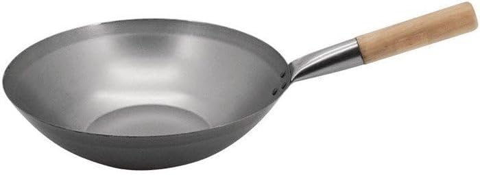 Vogue K296 Wok, Baustahl Flacher Boden, 32,4 cm Durchmesser
