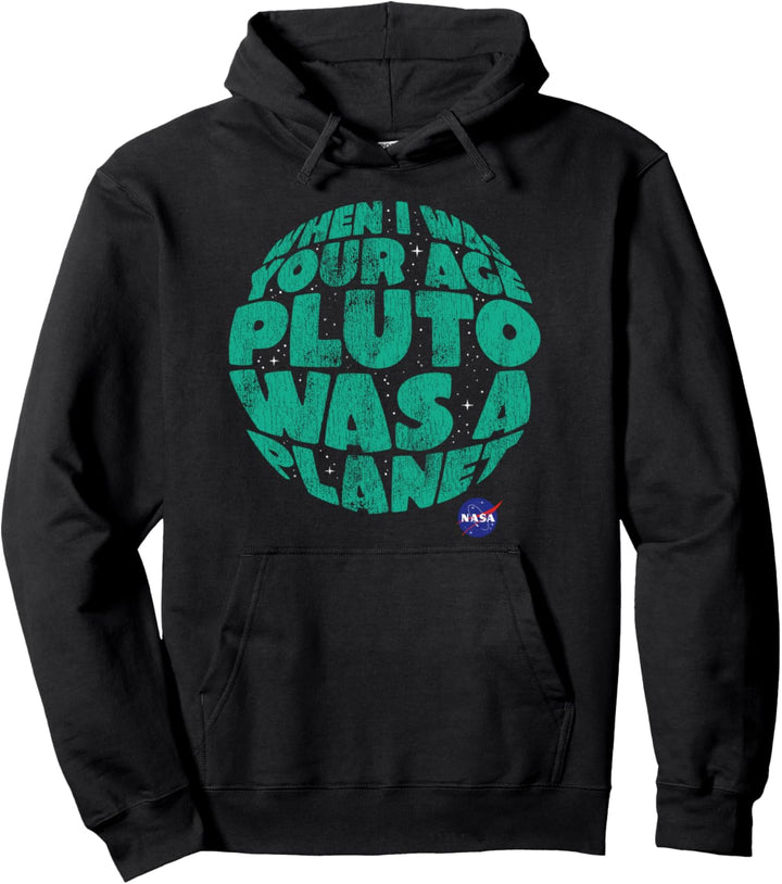 NASA Pluto Was A Planet Round Text Pullover Hoodie