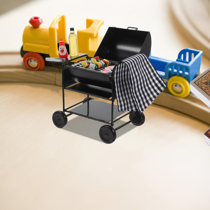 DOITOOL 1 Set Puppenhaus Miniatur Grill BBQ, Schwarzes Legierungs-Miniaturgrill-Modell, Puppenhaus Z