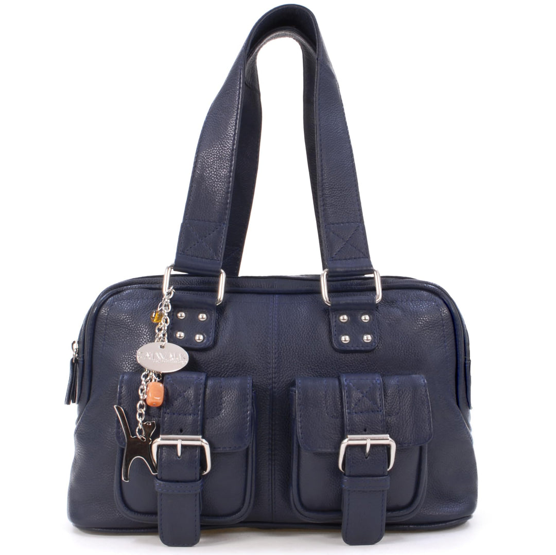 Catwalk Collection Handbags - Damen Leder Henkeltasche - Handtasche Mittelgross mit Viele Fächer - C