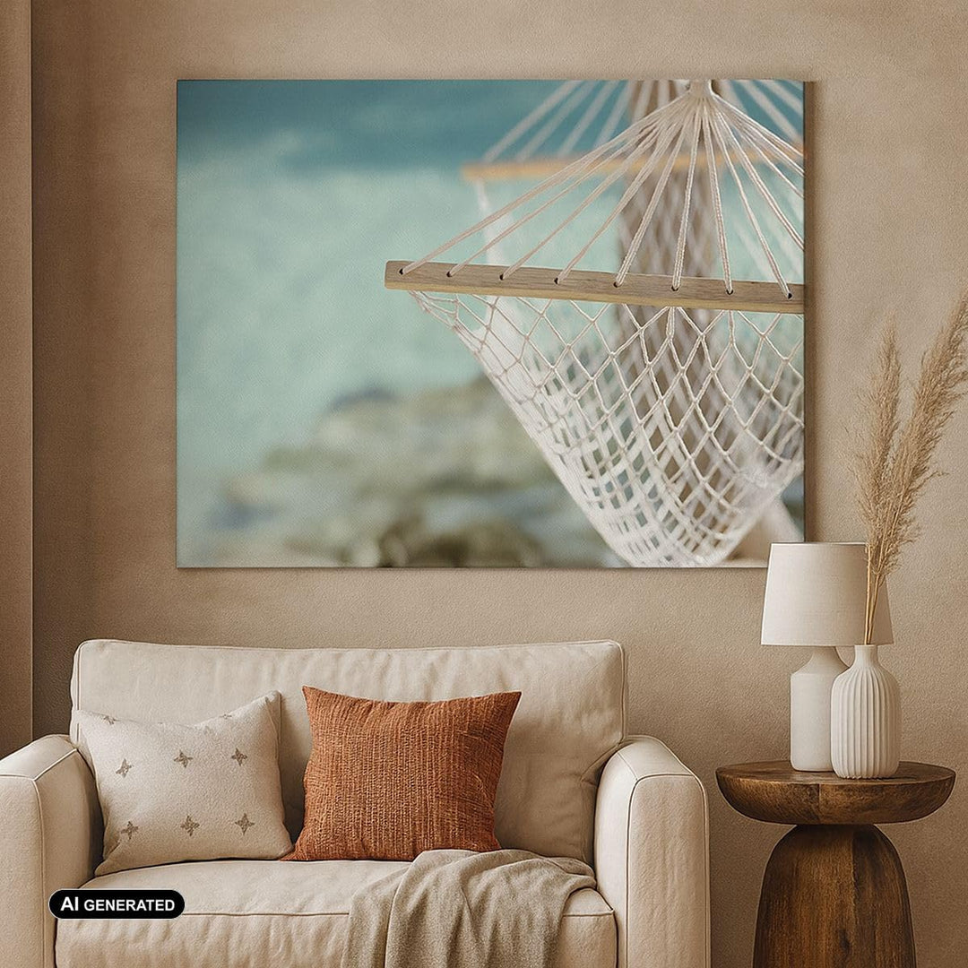 Bilder auf Leinwand 100x70cm Leinwandbild Reise hängematte tropisch strand Gross Wanddeko Bild Schla