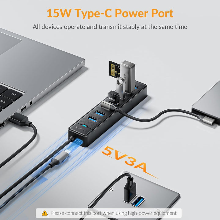 iDsonix USB Hub 3.0, 7 Ports USB Hub [0.5m] USB Verteiler Multiport Adapter USB Splitter 5Gbps Data