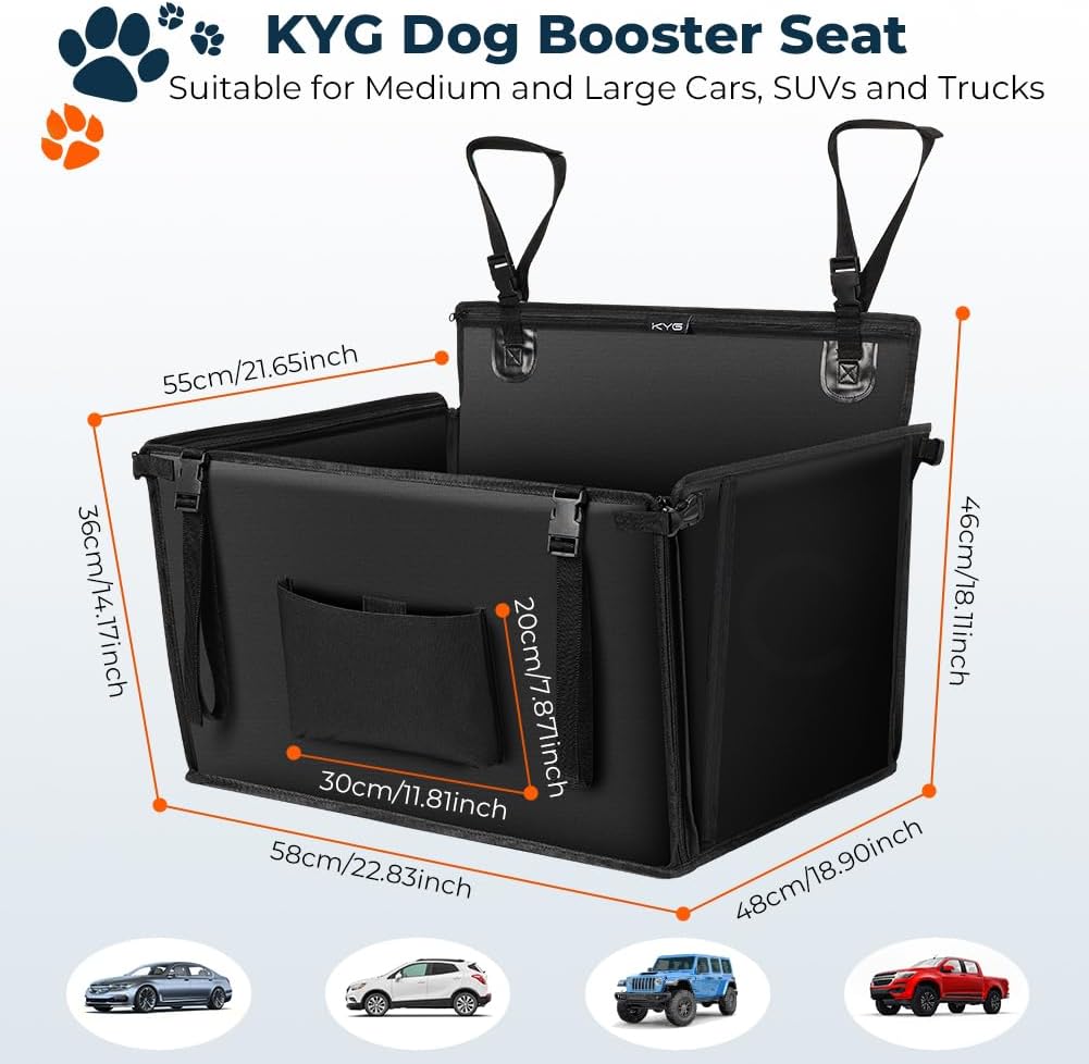 KYG Hunde Autositz Extra Stabiler Wasserdichter Rutschfester Haustierautositz Kratzfester mit 4 Befe