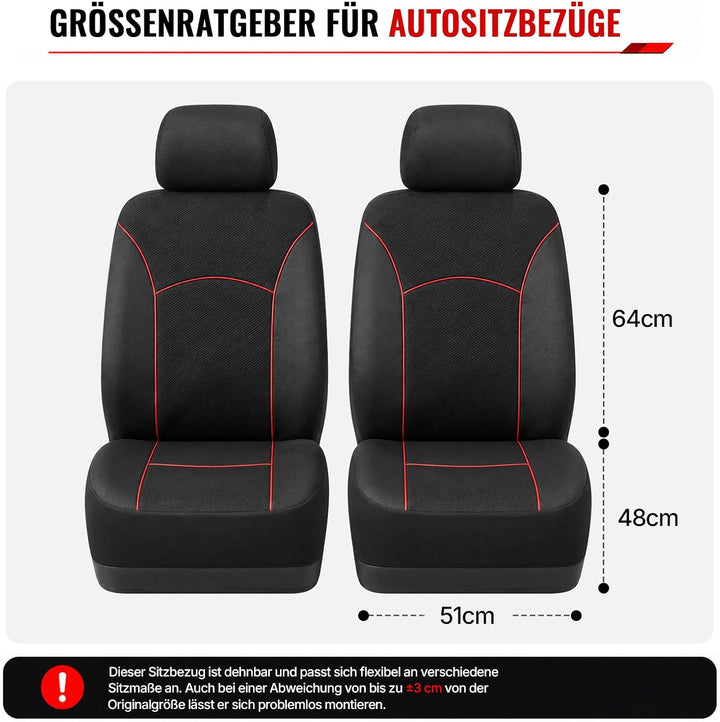 AUTOYOUTH Sitzbezug Auto Vordersitze mit Kopfstützenbezügen – Autositzschoner aus atmungsaktivem Sto
