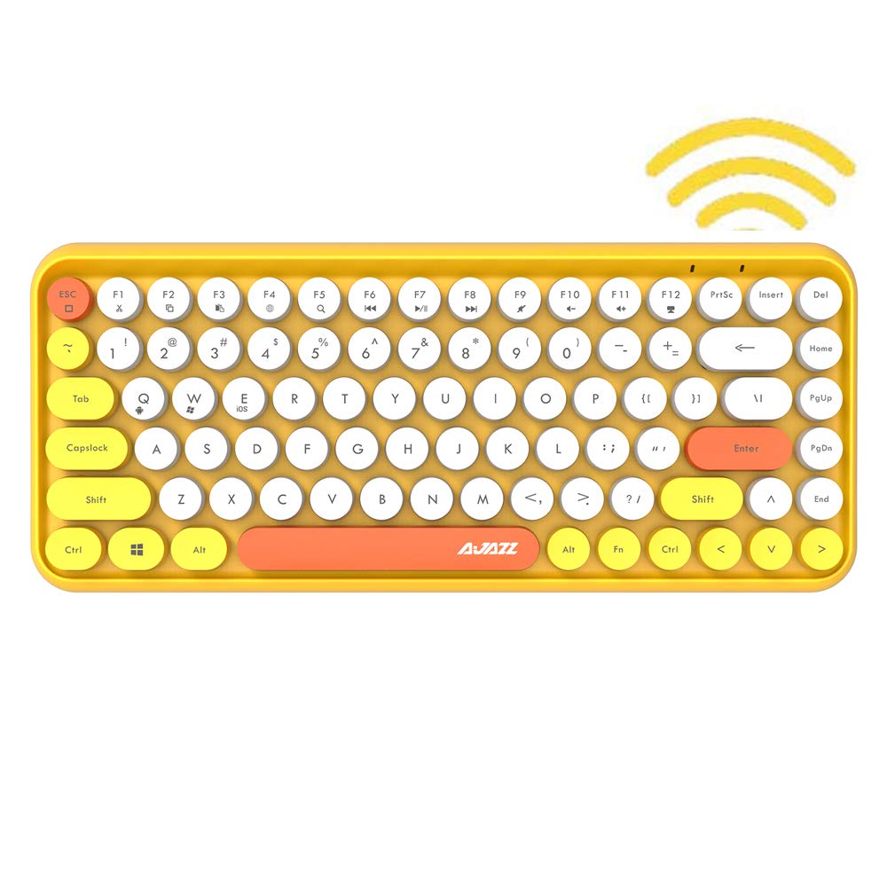 FELiCON 308i Kabellose Retro Tastatur, Bluetooth Silent Cute Computer Tastatur mit Runder Punk Taste