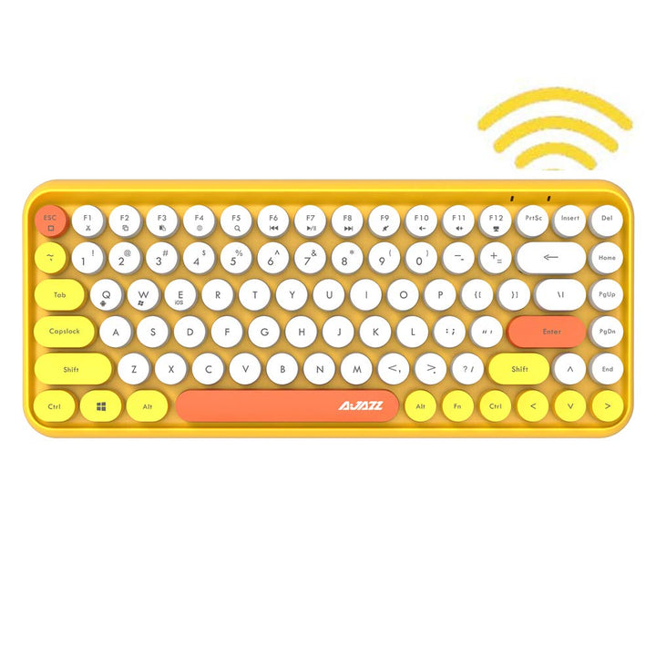 FELiCON 308i Kabellose Retro Tastatur, Bluetooth Silent Cute Computer Tastatur mit Runder Punk Taste