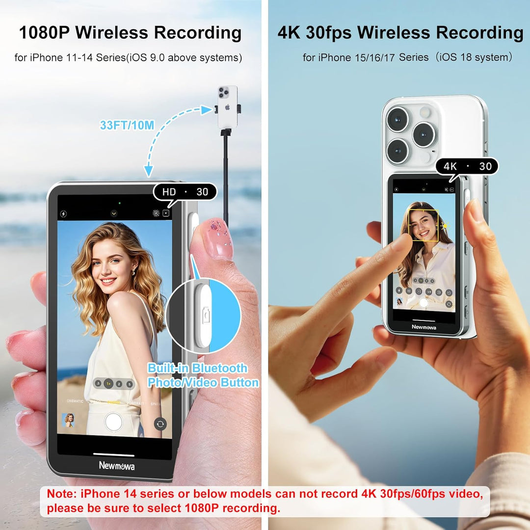 Newmowa Magnetischer Telefon Vlog Selfie Touchscreen Monitor mit Zoom,1080P Wireless Aufnahme,Telefo