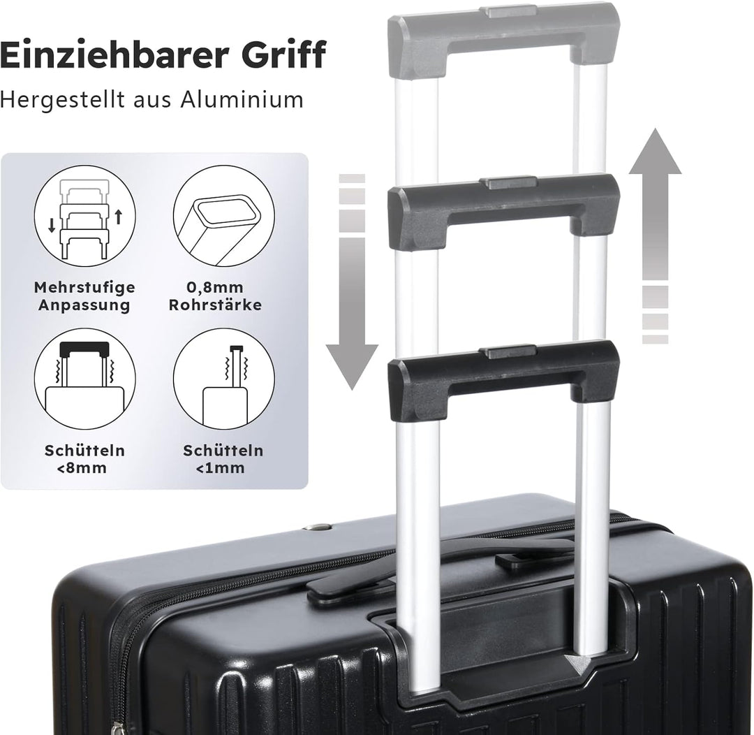 MGOB Koffer Mittelgross Hartschalen Erweiterbar in Polycarbonat Reisekoffer mit 4 Rollen und Haken |