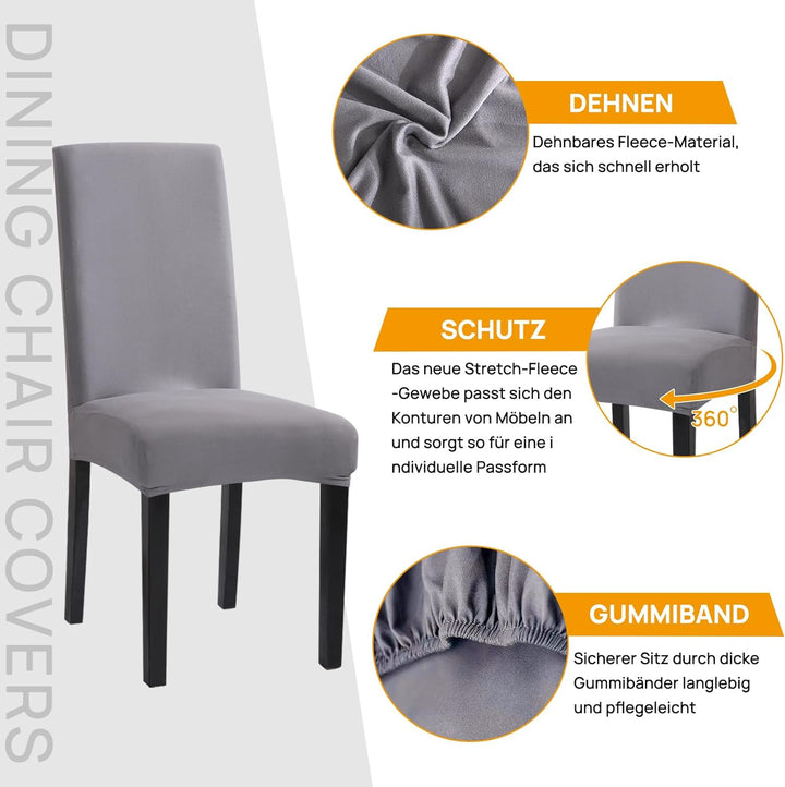 Sufdari Stuhlhussen 6er Set Grau, Stretch Esszimmer Stuhlbezug für Esszimmerstühle, Abnehmbarer Wasc