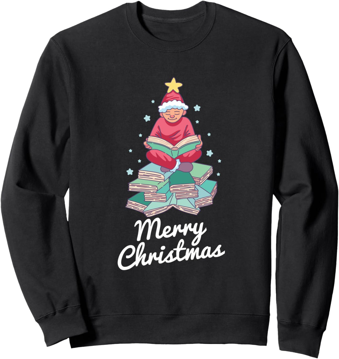 Merry Christmas Bücher lesen Bücherwurm Geschenk Weihnachten Sweatshirt