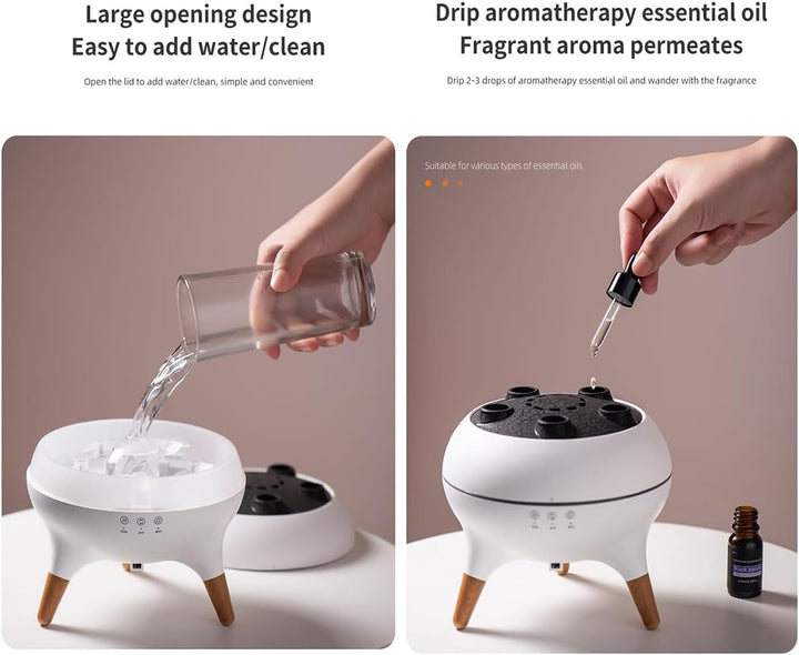 ThreeH 3-in-1 Quallen Diffuser Luftbefeuchter Mit 7 Farben Led Fernbedienung für Homeoffice Yoga Zim