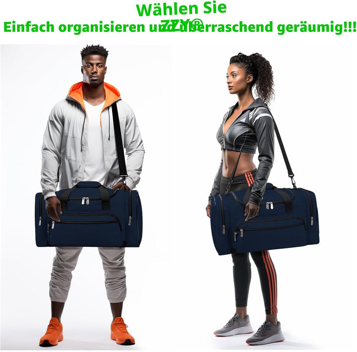 Sporttasche Reisetasche Fitness Tasche mit Schultergurt Wochenendtasche für Damen und Herren (Blau,