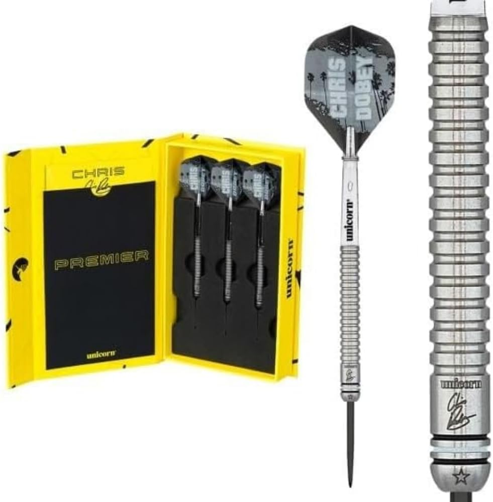 Unicorn Premierminister Chris Dobey Dartpfeile mit Stahlspitze 22 g natur, 22 g natur
