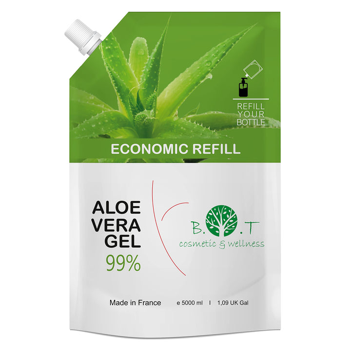 B.O.T Cosmetic &amp; Wellness - 99% Bio Aloe Vera Gel, 5l | Für Gesicht, Körper, Haare | Nach Sonnenbran