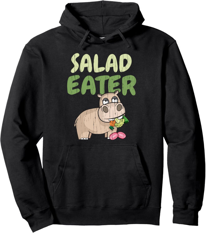 Salatfresser Lustige Nilpferd Vegetarier Pullover Hoodie