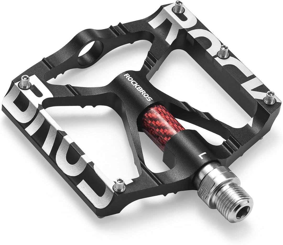 ROCKBROS Fahrradpedale 9/16" Aluminiumlegierung MTB Pedale Mit Abgedichtete Lager Schwarz, Schwarz