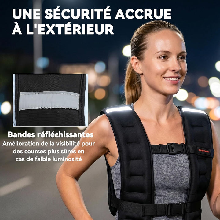 SPORTNOW Gewichtsweste 8 kg, atmungsaktive Gewichtsweste mit verstellbaren Riemen und reflektierende