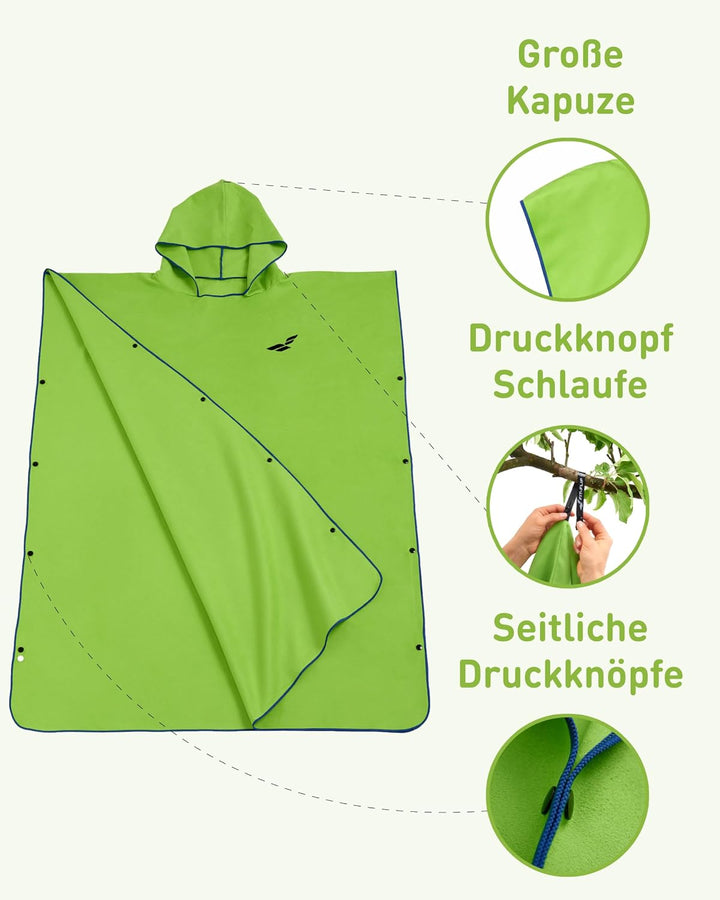 Fit-Flip Surfponcho, Umziehhilfe Damen & Herren – kompakt und sehr leicht – Badeponcho, Umziehhilfe,