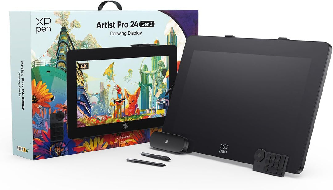 XPPen Artist 24 Pro (Gen 2) 4K Grafikdisplay, 23,8 Zoll Grafikmonitor mit X3 Pro Stift，Geeignet für