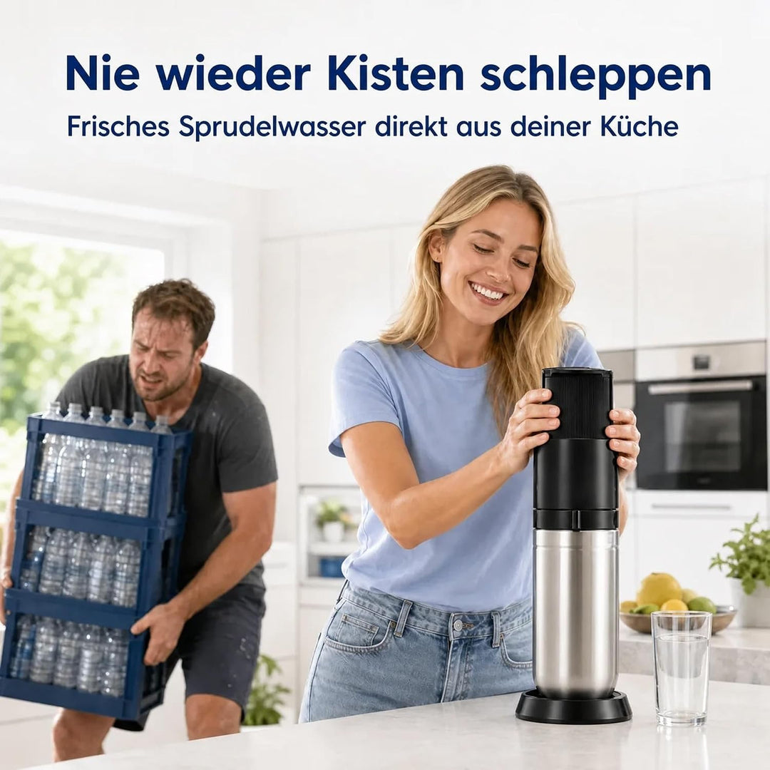 Wassersprudler Duo Spar-Set inkl. Premium-Gerät mit Glaskaraffe, 2 kg CO2-Mehrwegflasche und TÜV-gep