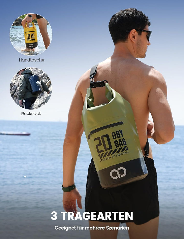 Lamicall Dry Bag, wasserdichte Tasche Beutel, Wasserfester Rucksack Drybag | [Robust &amp; Kratzfest] 5L