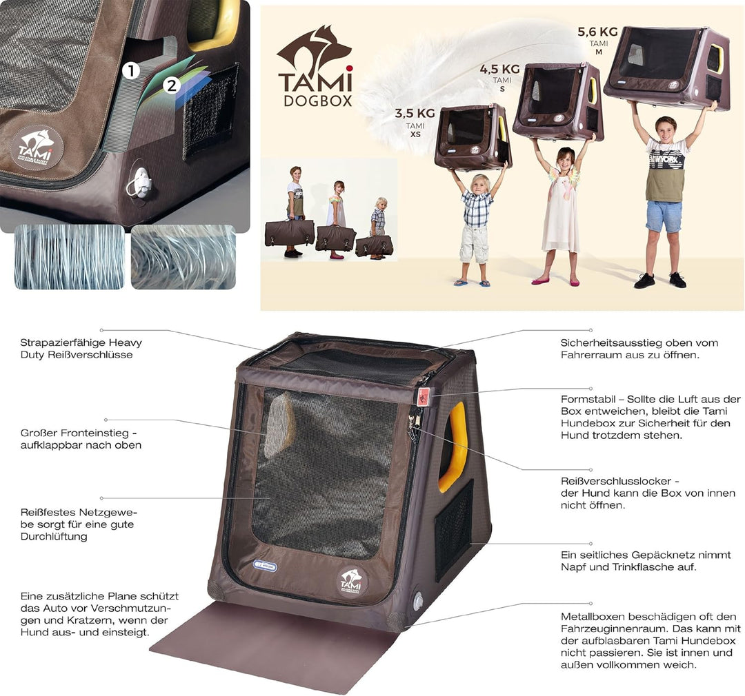 Tami - Hundetransportbox aufblasbar Tragebox Transportbox Hundebox Reisebox Autotransportbox Kofferr