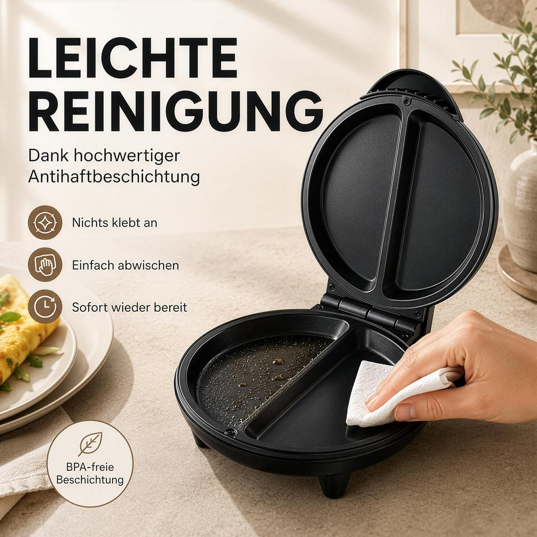 MELISSA 16250086 Omlett Maker Kontaktgrill-750 Watt Omeletts schnell, einfach und ohne Anhaften zube