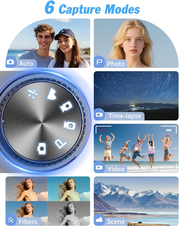 64MP 8K Digitalkamera mit drehbarem Display, 16X Digitalzoom, Autofokus, Anti-Shake, Kompaktkamera f