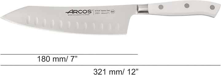 Arcos Serie Riviera Blanc - Rocking Santoku Messer - Klinge aus geschmiedetem Nitrum-Edelstahl 180 m