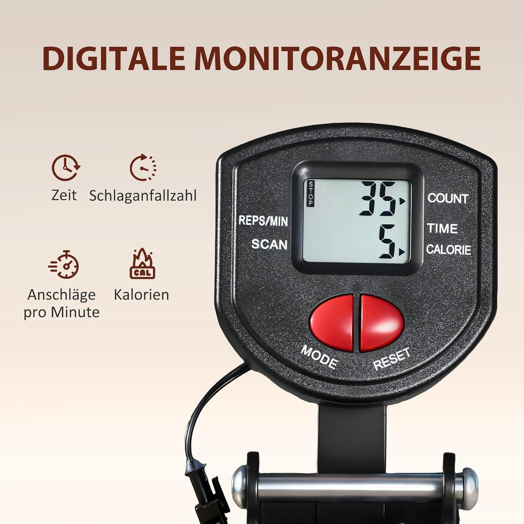 SPORTNOW Rudergerät für Zuhause leises Rudermaschine mit Seilsystem LCD-Display Sitzkissen, Laufruhe
