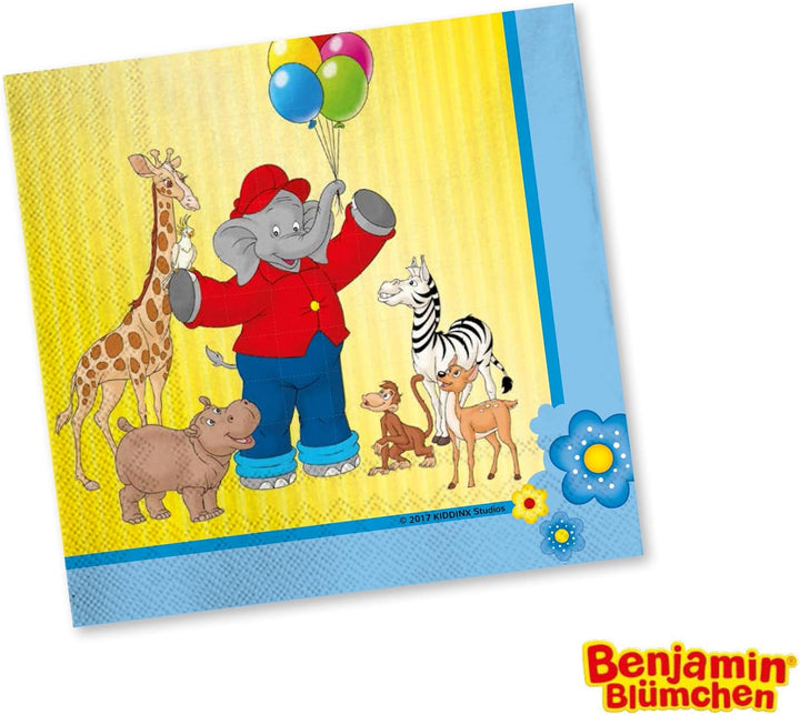 Benjamin Blümchen Dekoset Servietten, Wimpelkette, Konfetti und Ballons // Dekoset * Benjamin Blümch