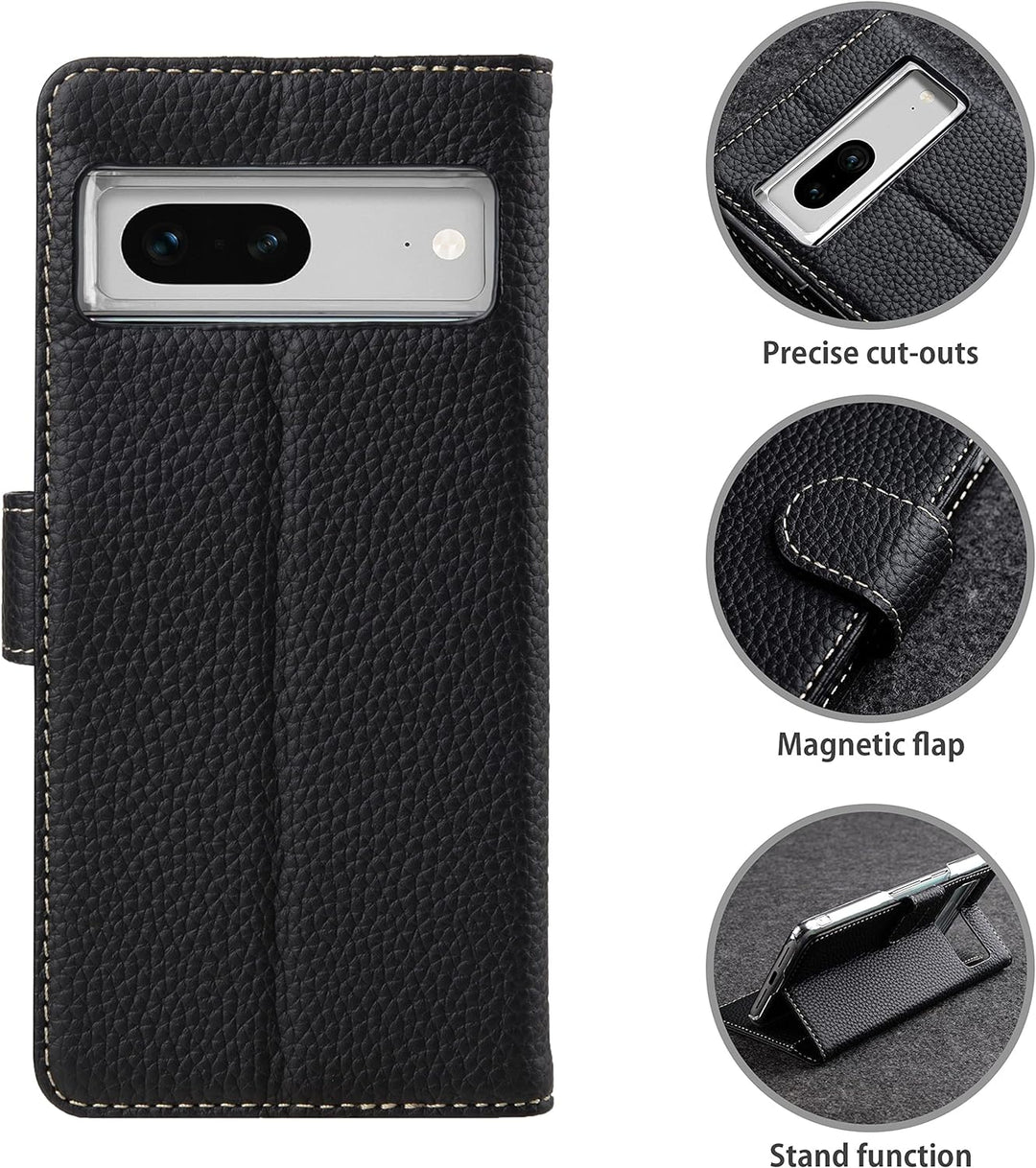 STILGUT Talis kompatibel mit Google Pixel 7 Hülle mit Kartenfach aus Leder, Wallet Case, Lederhülle