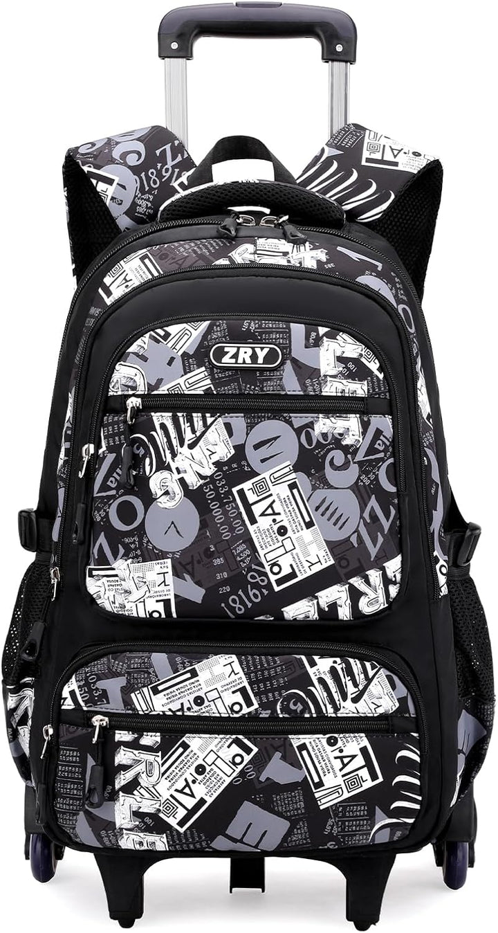 Amythe Schulrucksack Teenager, Abnehmbare Trolley Rucksack Schule mit 6 Räder für Jungen ab 10 Jahre