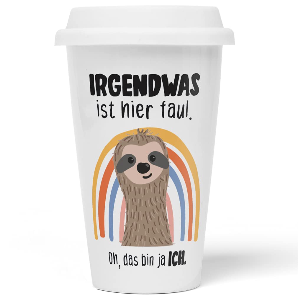 JUNIWORDS To-Go Becher mit Deckel, Irgendwas ist hier faul. Oh, das bin ja ich