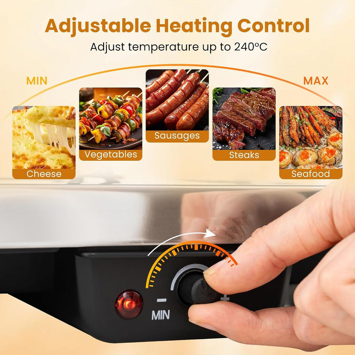 LIFEZEAL Raclette-Grill für 8 Personen, 1400W Elektrogrill mit wendbarer Antihaft-Grillplatte, 8 Pfä
