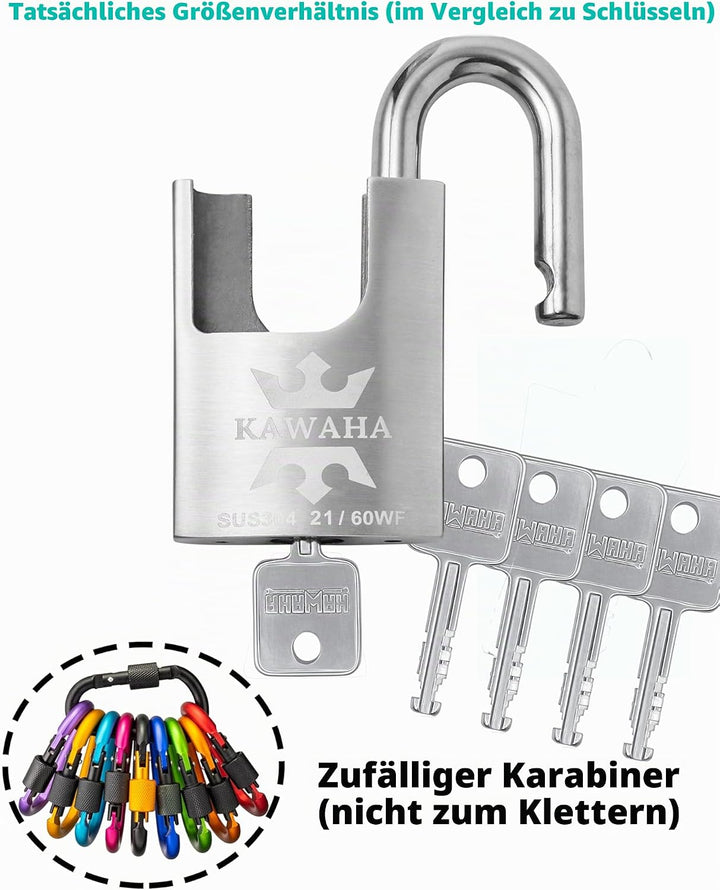 21/60KD-5SK Hochsicherheits-Vorhängeschloss aus Edelstahl mit Schlüssel für den Innen- und Aussenber
