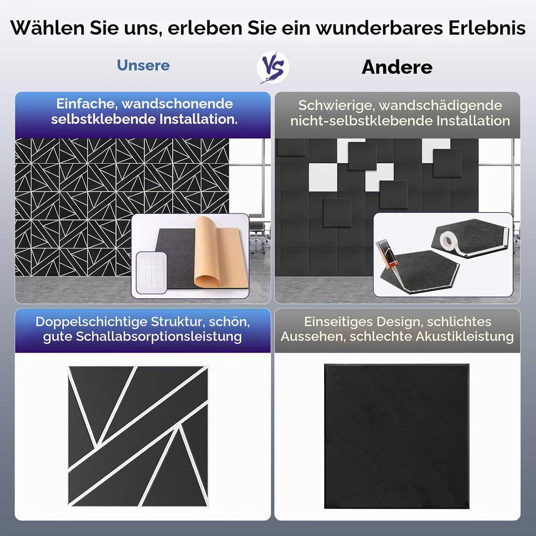 2-lagige schalldichte Wandpaneele, 30,5 x 30,5 x 1,1 cm, schalldichte Schaumstoffplatten für Wände,