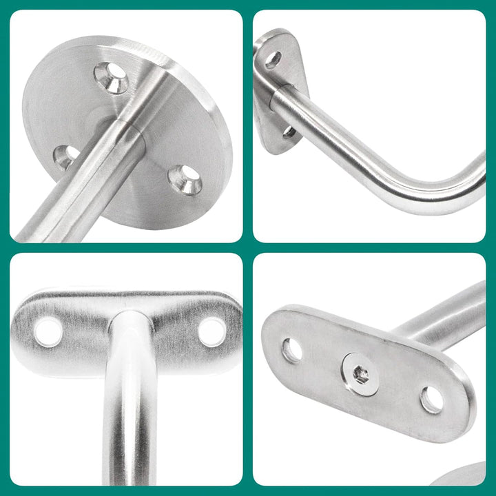PRIOstahl Handlaufhalter Handlauf Handlaufstütze Wandhalter - 4 x Handlaufträger Flach an die Wand z