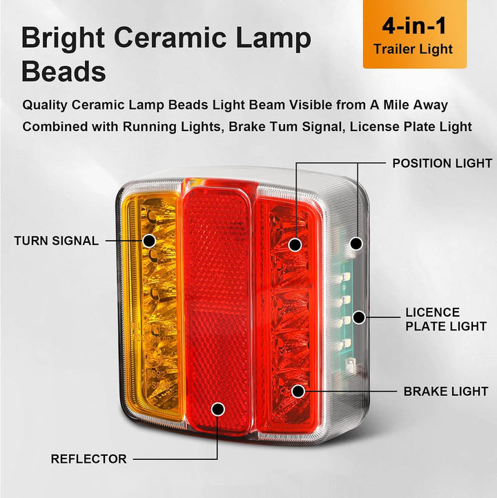 Qiping 2 Stk LED Rückleuchten Anhänger, 12V Universal LKW Rücklicht Rücklichter Heckleuchte mit Kenn