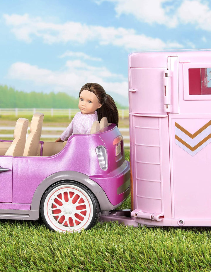 Lori - Hufschlag - Rosa - Pferdeanhänger - Spielset für 15-cm-Pferde und Mini-Puppen - Pferdezubehör