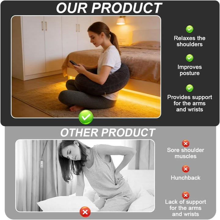 Strickkissen, Tragbares Gaming Kissen Lesekissen mit Verstellbarem Verschluss, Ergonomisches Reading