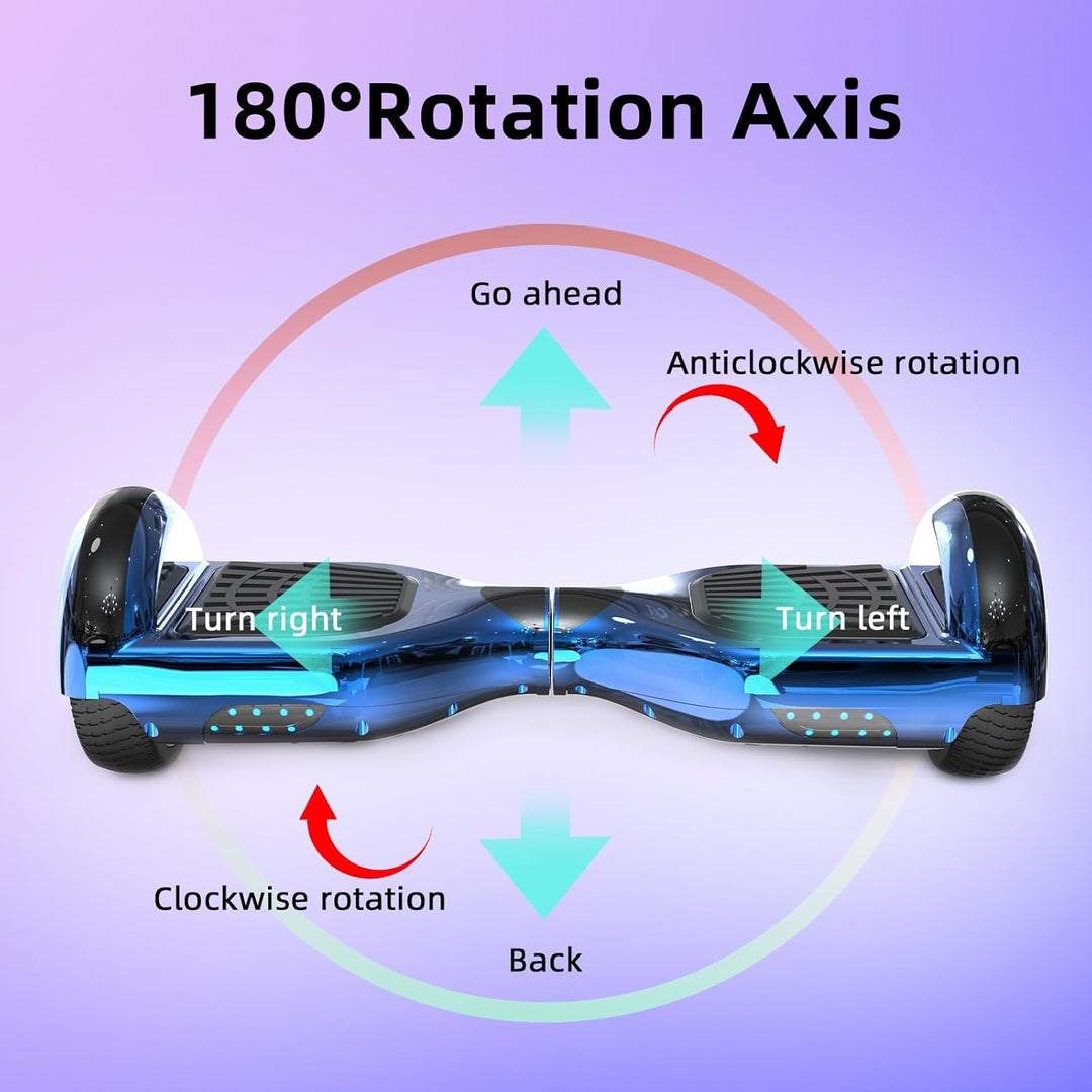 VOUUK Hoberboard 6,5-Zoll-Hoverboard mit zwei Rädern, Mit Bluetooth-Lautsprecher, Mit LED-Lichtern G