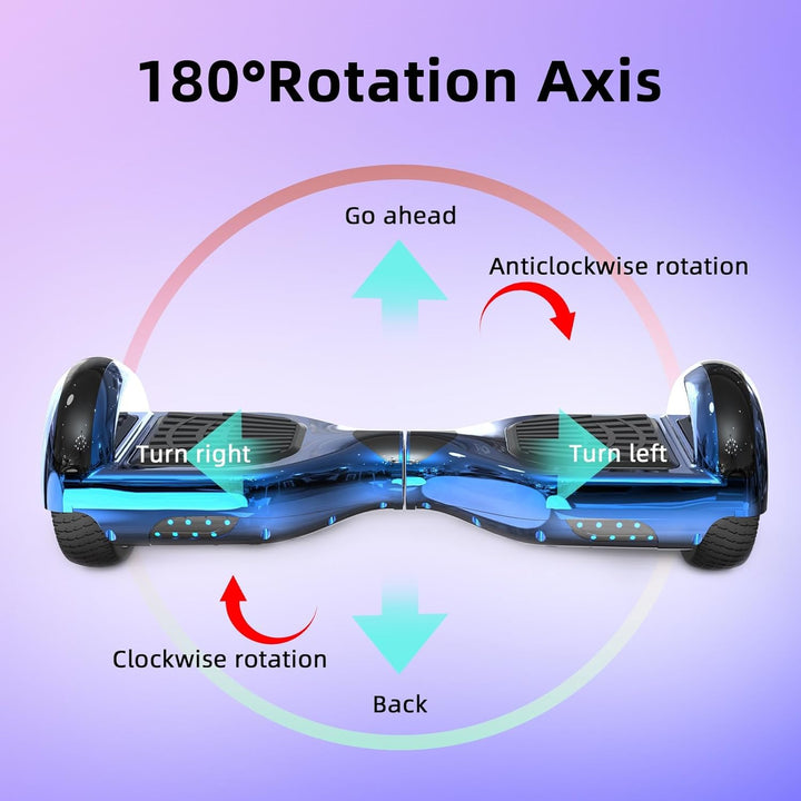 VOUUK Hoberboard 6,5-Zoll-Hoverboard mit zwei Rädern, Mit Bluetooth-Lautsprecher, Mit LED-Lichtern G