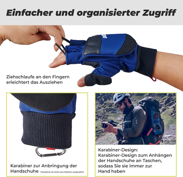 OOZi Winterhandschuhe für Herren und Damen, Touchscreen Handschuhe, Warme Winddicht Arbeitshandschuh